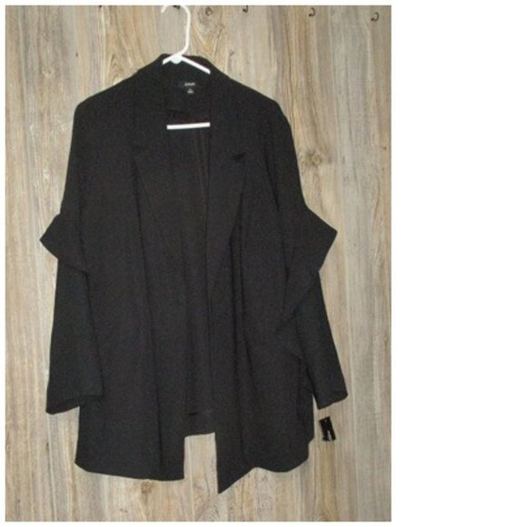 Alfani New Womens Ruffle Open Front Jacket Size 1X Business Classic - Picture 2 of 13